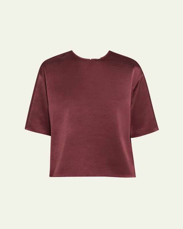 Satin Short-Sleeve Blouse